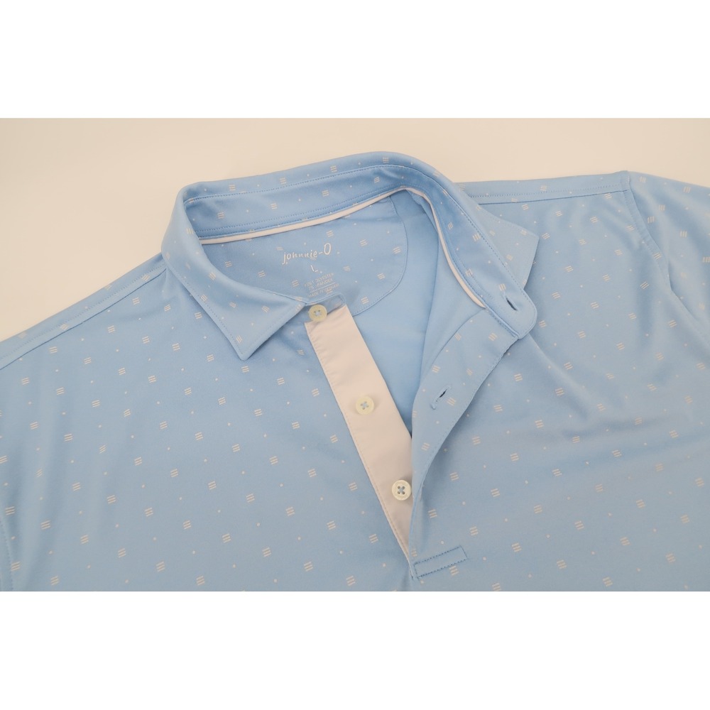 Johnnie-O Polo Shirt Mens Large Blue Geometric Tucson Country Club Performance
